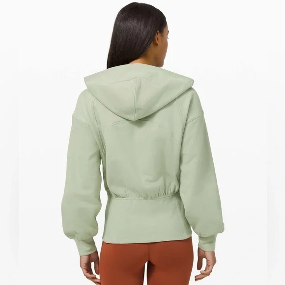 Lululemon Oversized Hugged-Waist Cotton Zip Hoodie size 10 in Green Fern - Picture 7 of 10